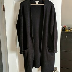 Long black heavy knit cardigan